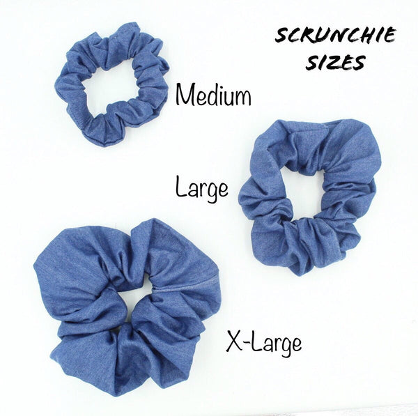 Large Blue Denim Hair Scrunchie